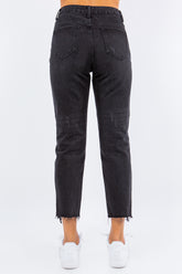 American Bazi Women's High Waist Distressed Cropped Jeans - Stylish Straight Denim